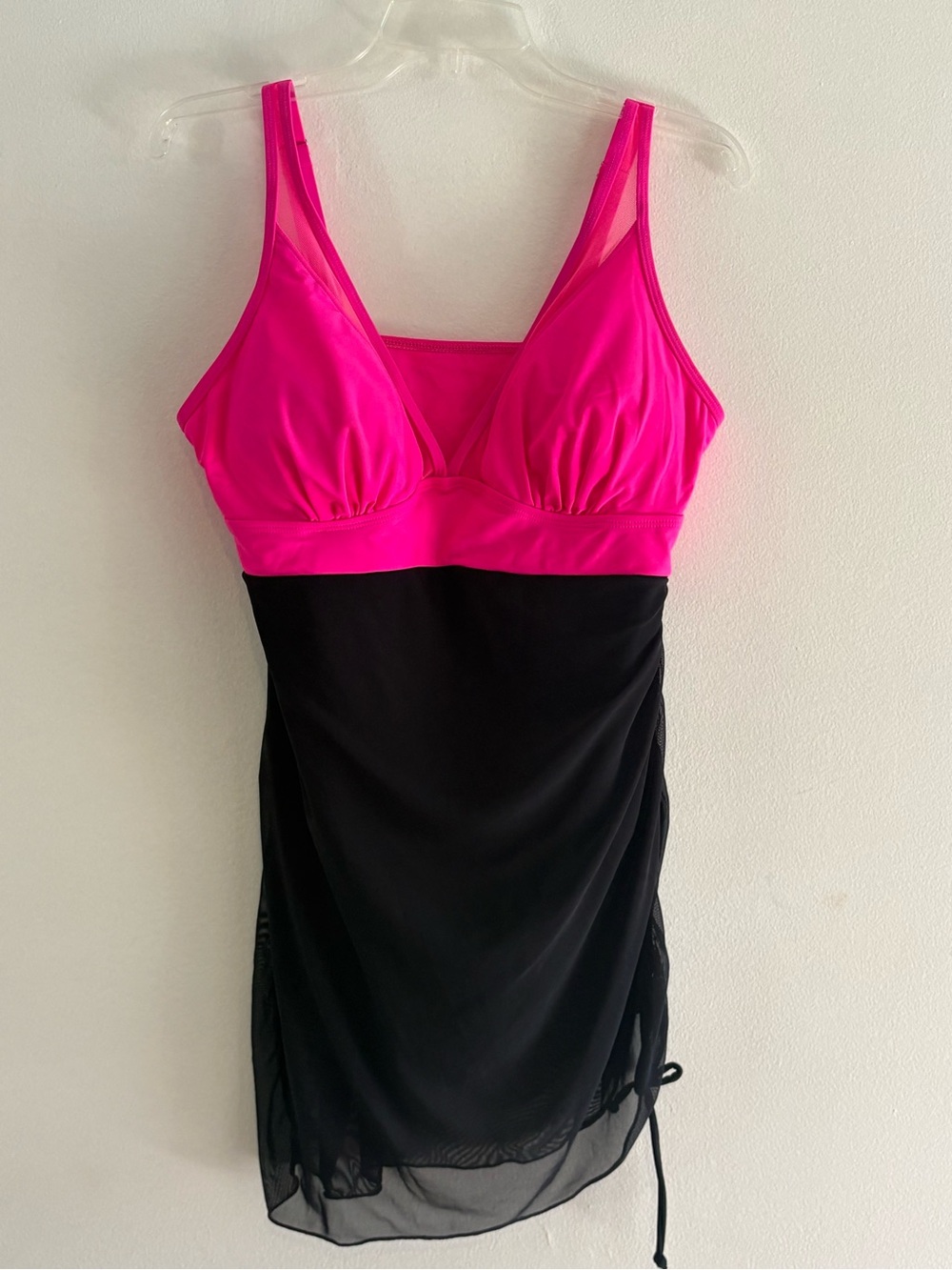Women’s Pink and Black One-Piece Swimdress XL